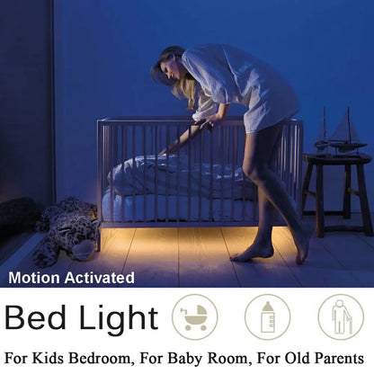 Smart Motion Sensor Bed Light Strip installed